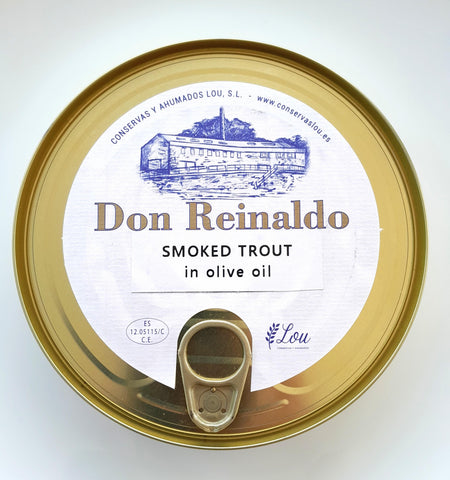 Don Reinaldo smoked trout in olive oil tin